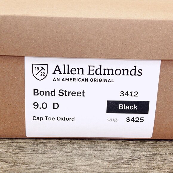 Allen Edmonds BOND STREET Cap Toe Oxford 9 D Black * add $15 new Trees - Picture 11 of 13